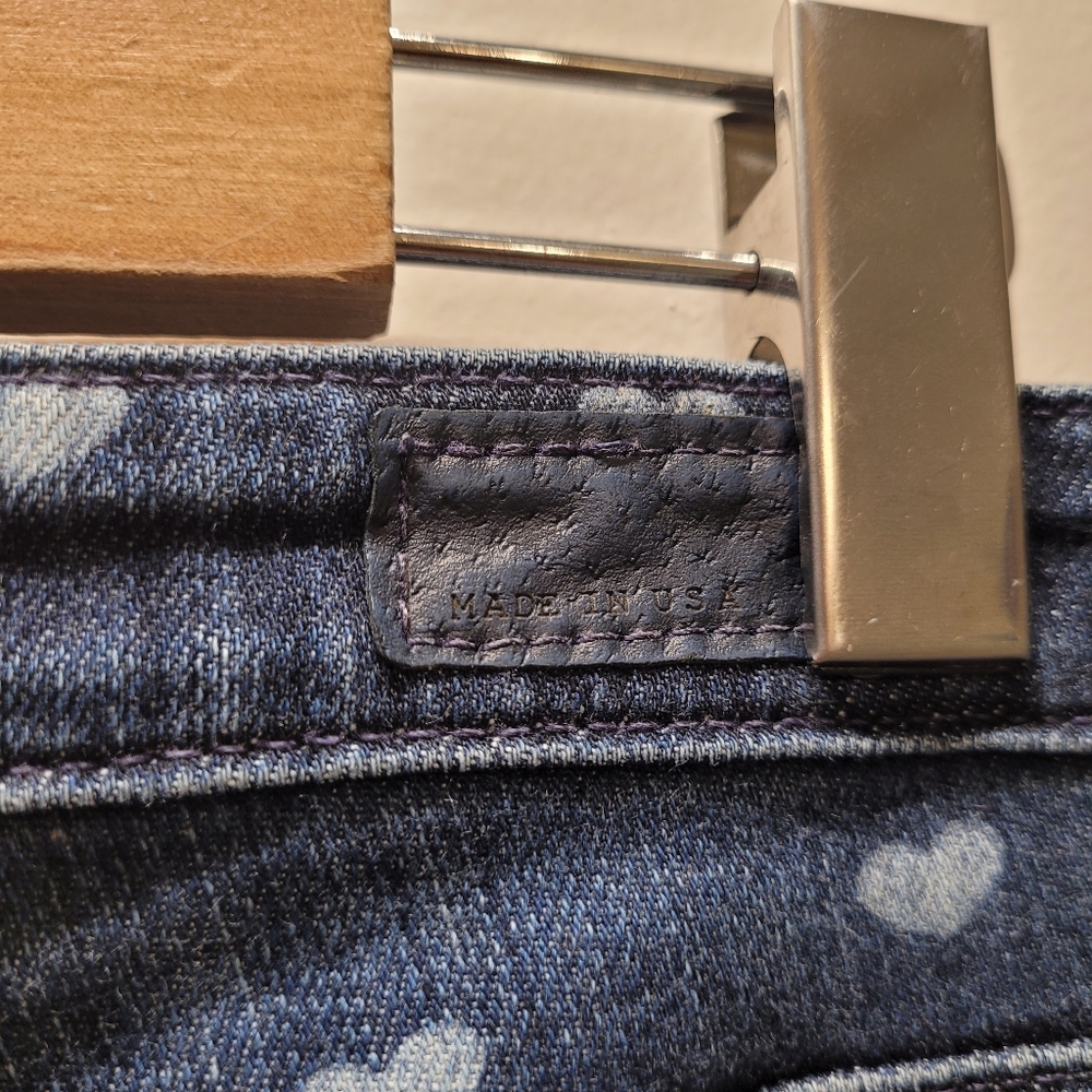 Adriano Goldschmied The Stevie Ankle Slim Straight Leg Hearts Print Jeans - 30R - Picture 3 of 7